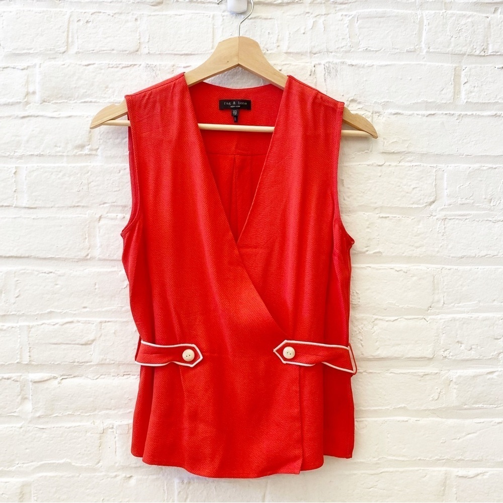 ⭐️ 2 for $25 • Rag & Bone || Tabitha Sleeveless Tab Top‎ Blouse Red XS